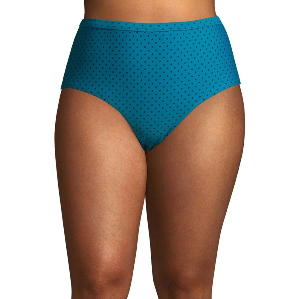NEW Terra & Sky Plus Blue Dots High Waist Tummy Control Bikini Bottom 5X 32W-34W